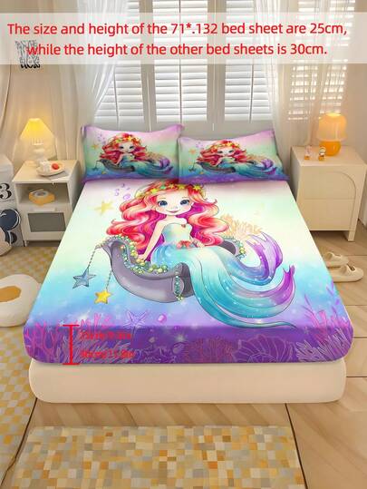 2/3PCS Home Textile Bedding, Beautiful Girl Patterned Bed Sheet Set, Made Of Polyester Material, Digitally Printed, With Elastic Design, Suitable For Home Decoration, Bedroom Decoration, Gifts, And Festivals For Teenagers