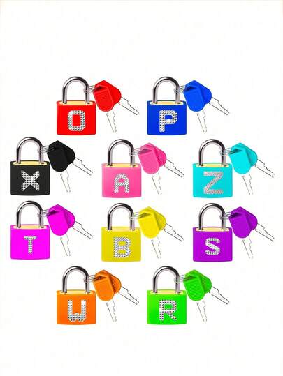 闪亮钻石字母挂锁，A-Z 首字母，衣柜锁，适用于行李箱、背包、铅笔盒 | 卡通安全锁，适用于学生宿舍、橱柜、抽屉、头盔、工具箱和围栏 | 理想的旅行和学校体育馆储物柜配件 | 耐用防盗钥匙锁，适用于户外旅行、日常礼物和返校礼物。