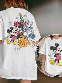 Disney UNIHLO Mickey  Print  Summer Casual Versatile Pure Cotton T-Shirt Suitable For Any Place - trắng - Xem 2
