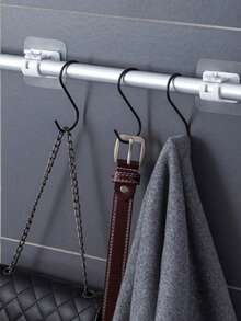 4pcs/Set PC Material Transparent Curtain Rod Hooks, Curtain Rod Clips Brackets, No Drill Adhesive Hooks, Expandable Tension Rod Curtain Clips - Clear - View 3