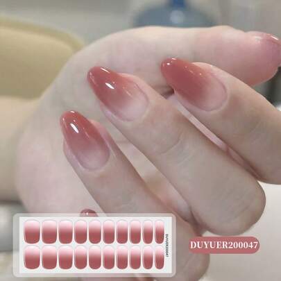 20 miếng dán móng tay gel bán khô, chất lượng salon, bền lâu, dễ dán và gỡ bỏ, cần đèn UV để làm khô.