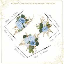 3Pcs Pre-Made Cake Toppers Flowers Cake Decorations Wedding Cake Decorating Flowers Decor Christening Birthday Baptism Baby Shower Party Cake Topper Flower Arrangements - 藍色 - 查看 4