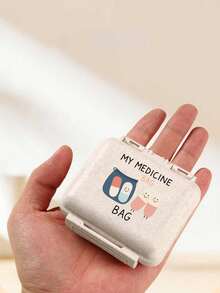 迷你六格便携药盒，药品收纳盒，旅行药盒，印有“我的药袋”和药丸图案，六格周用药整理盒，首次旅行药盒，每日维生素药盒，口袋药盒，精美收纳盒，家居旅行必备 - 彩色 - 查看 6