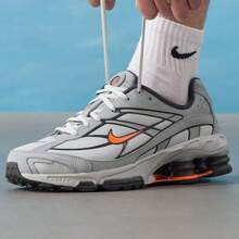 男子NIKE SHOX RIDE 2運動休閒鞋 - 白色/灰色/橙色 - 查看 2