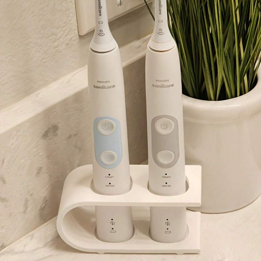 1个简易电动牙刷架，适用于浴室厨房洗漱场所，防水，免打孔 - 彩色 - 查看 1