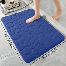 1pc/3pcs Sapphire Blue Stone Pattern Embossed High Bounce Water Absorbent Non-Slip Bathroom Floor Mat, Singles Or Set, Bathroom Decor Mat Bath Rug Floor Carpet Outdoor Rug Door Mat Fall Decor Bathroom Accessories Back To School Entryway Decor - Blue - View 10