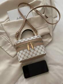 Mini Square Box Bag, Handbag, Shoulder Bag, Crossbody Bag, Suitable For Banquet, Office, Middle School, High School, University - White - View 10