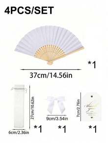 1/4/20/40個白色紙扇，白色竹製摺疊扇，手持扇，紙摺疊扇，夏季白色/綠色系列婚禮伴手禮扇，女士摺疊扇，綠色蝴蝶結扇，透明收納袋，婚禮派對裝飾。適用於新娘派對伴手禮、生日派對禮物和伴娘拍照道具。 - 多色 - 查看 14