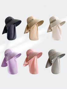 女士三合一防晒面罩帽带颈套，户外骑行钓鱼防紫外线遮阳帽 - 遮陽帽 - 查看 6