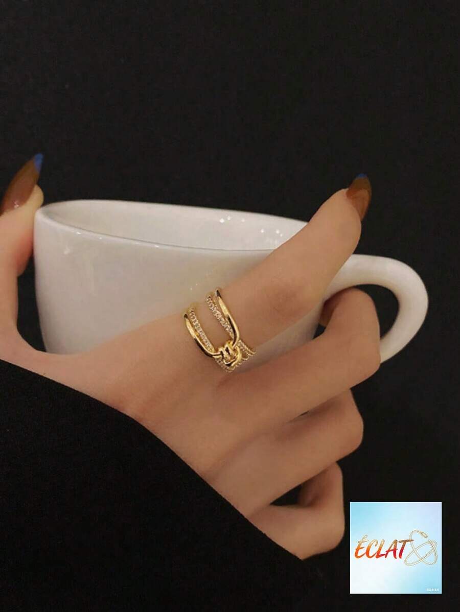 1pc Simple Fashionable Micro Inlaid Zirconia Ring 5ICZ - Silver - View 1