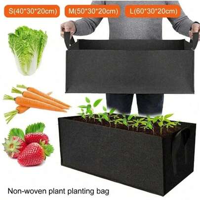 1pc Gardening Planting Bag With Handle, Multi-Size Felt Planting Bags, Rectangular Planting & Seedling Pots, Suitable For Vegetables, Tomatoes, Potatoes Planting