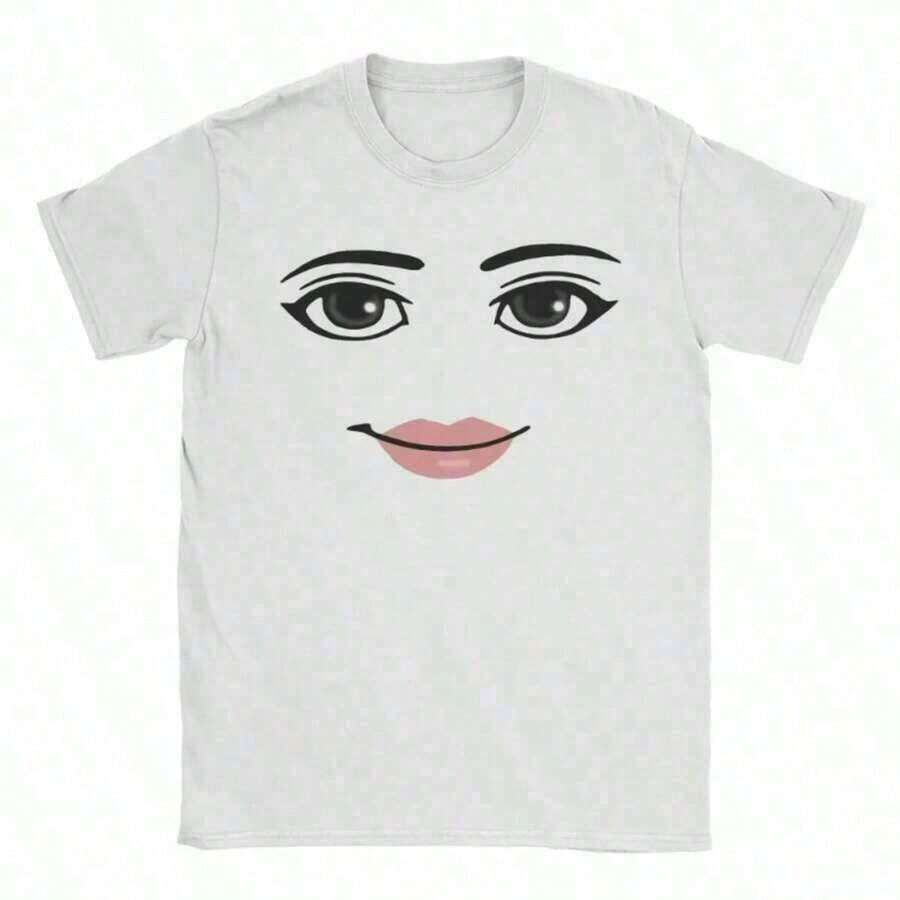 High Quality Novelty Robloxs Woman Face Game Graphic Shirts Men Women Fashion Short Sleeve-Shirts Unisex Tops - 白色 - 查看 1