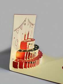 Pop-Up Birthday Card, 3D Warm Light Birthday Cake Card, Birthday Card Gift For Women, Mothers, Sisters, Friends - Single Piece - View 5