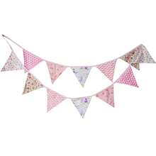 12pcs/Set Fabric Triangle Pennant Banner, Suitable For Birthday Party, Wedding, Bridal Shower, Outdoor And Home Decor - Multicolor - View 4