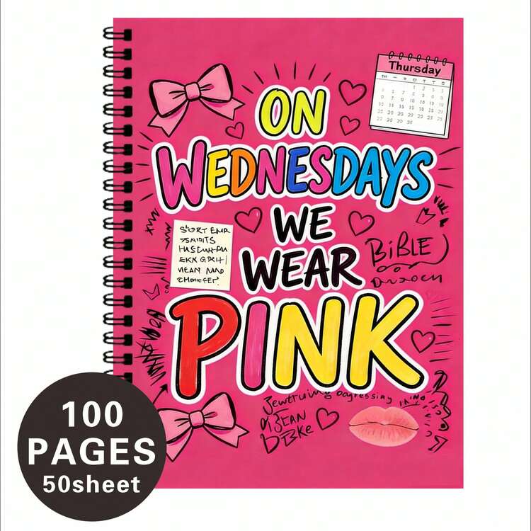 1本涂鸦风格笔记本 | 星期三粉色主题，少女风ins风日记本，撞色记事本文具，女友礼物/高品质个性化笔记本（自用） - A5 - 查看 7