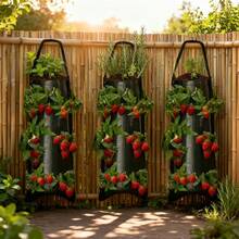 2pcs Hanging Strawberry Planting Bags, Wall-Mounted Planting Bags, Breathable & Waterproof Bags For Balcony & Yard Vegetable & Greenery Planting, Durable & Reusable - Multicolor - View 5