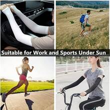 Summer Ice Silk UV Protection Arm Sleeves, UPF 50+ Anti-UV, Breathable Mesh Fabric, Thumb Hole Design, Lightweight & Quick Dry, Suitable For Men & Women Cycling, Hiking, Outdoor Sports - A - View 4