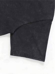 2026 Men's Washed Retro Casual T-ShirtVintage Black Cotton T - Shirt With 100% Cotton Circular Logo, Left Chest Colorful Graphic, Back Surfboard Hibiscus Design ' SURF SHOP' 'LONG BEACH ISLAND, NJ' Printed, Casual Crew Neck For Surf Enthusiasts - Black - View 4