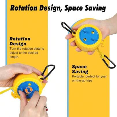 Portable Retractable Windproof Camping Clothesline (Includes Clothespins And Hanging Holes) - Heavy Duty Compact Travel Drying Rack, Retractable Clothesline Suitable For RVs, Cruise , Hotels And Outdoor Scenarios (Yellow, 12.5 Feet) - Designed For Wilderness Camping, Small Spaces And Drying Needs