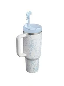 STANLEYo X LOVESHACKFANCYo 40oz / 1183ml Limited Edition QUENCHERs H2.0 With Straw Tumbler. Baby Bow (Peppermint Pink), Coquette Bow (Chantilly),  Coquette Bow Winter Ice, Toscana Toile Alpine Blue. Double-Wall Vacuum Insulation. Both Hot And Cold Water Can Be Kept. Suitable For Outdoor Activities, Travel, Camping, Work, And School. The Best Gift To Girlfriend, Mother, Wife, Sister, Or Good Friend. - 40oz/1183ml - Xem 9