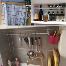 1pc/2pcs No-Drill Extendable Curtain Rod, Stainless Steel Retractable Tension Rod, Closet Organizer - White - View 10