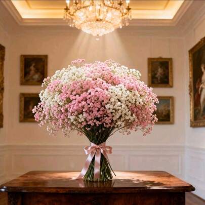 100 piezas de flores artificiales de Gypsophila, rosas y Gypsophila, plantas de Gypsophila, flores de Gypsophila, ramo de flores artificiales de Gypsophila, adecuado para ramos de novia, decoración del hogar, suministros florales para fiestas de boda, San Valentín, reuniones, regalos, cumpleaños, graduaciones - ¡Flores de plástico!