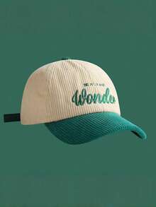 1 pieza Gorra de béisbol de moda ajustable con bordado de letra de pana, protección solar, sombreado, regalo para jóvenes - pana maravilla - Ver 6