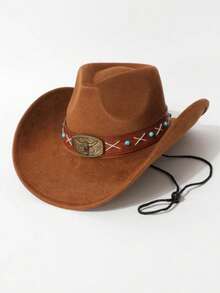 Unisex Faux Leather Western Cowboy Hat, Elegant Minimalist Design, Suitable For Daily Wear, Parties, Western Themed Events, Cosplay, Music Festivals, Etc. - Top Hat - View 2