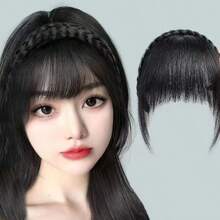 带刘海的假发辫发带，逼真自然的刘海遮盖白发，隐形无痕刘海假发，鱼骨辫发带搭配蓬松刘海 HA2871 - 彩色 - 查看 7