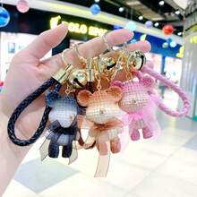 New Creative Resin Yarn Bear Plush Car Keychain Fashion Cute Bag Pendant Creative Gift Ornament - 漸層粉 - 查看 4