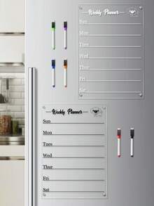 1个可爱小狗亚克力磁性留言板，周历冰箱贴白板（含6支磁性白板笔） - 多色 - 查看 4
