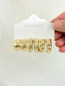 18pcs Earrings Set, Suitable For Daily Wear, Spring Festival Travel, Tourism, Festivals And Parties - Yellow Gold - View 4