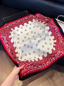 1 pieza Pañuelo cuadrado de 70 cm con estampado de paisley, pañuelo versátil, pañuelo para la cabeza, pañuelo para el cuello para hombres - Anacardo doble rojo - Ver 3