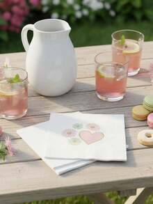 40pcs/Pack Heart Pattern Paper Napkins, 10*10 Inch, 3-Ply Thick Disposable Tissue Napkins, Suitable For Parties, Weddings, Restaurants, Kitchens, Holidays - Multicolor - View 6