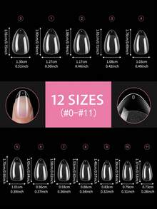 240 piezas de pegatinas de uñas acrílicas en forma de almendra mate, pegatinas de gel de cobertura completa, uñas postizas cuadradas de gel transparente, adecuadas para extensión de uñas y manicura DIY en casa - transparente - Ver 3