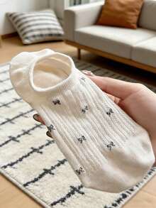 5 pares de calcetines de barco finos y transpirables con lazo para mujer, minimalistas y versátiles para el verano - Multicolor - Ver 3