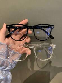 1/2件装 男女通用方形金黑铆钉透明眼镜配件，时尚全框眼镜 - 彩色 - 查看 9