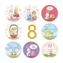 500pcs/Roll Easter Party Rabbit Stickers, 8 Cartoon Patterns Gift Seals Labels, Adhesive Stickers - one-size - View 4