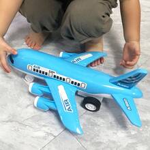 Large Blue Airplane Toy, Children's Inertial Aircraft Toy Model, Self-Assembly, For Boys And Girls, Christmas/New Year Gift - Blue - View 5