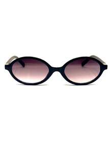 Women's Retro Semi-Round Sunglasses With UV400 Protection, Fashionable 2026, Durable, Stylish Oval. - 黑框漸變黑 - 查看 4