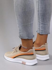 STEPREACH Giày thể thao nữ mùa xuân mới, giày sneaker thời trang thoáng khí nhẹ chống trơn trượt, giày lười đế bằng. - Màu Khaki - Xem 4