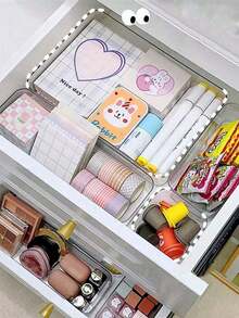 Caixa Organizadora Transparente Com Gavetas (1 Peça, 4 Peças, 7 Peças, 8 Peças Ou 12 Peças), Ideal Para Penteadeira, Banheiro, Quarto, Mesa De Cozinha, Cosméticos, Produtos Para A Pele, Joias E Artigos De Papelaria. Organizadora Multifuncional Que Economiza Espaço E É Um Ótimo Presente De Verão Para Mulheres. - Claro - Ver 4