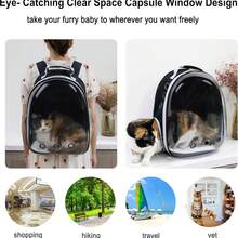Sac à dos transparent moderne pour animaux de compagnie avec fermeture éclair - Structure robuste, doublure ventilée et rembourrée - Transporteur de voyage portable convenant aux chats, petits chiens, avions, trains - Multicolore - Voir 8