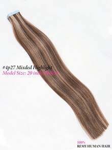 16"-24" 100%人髮貼片式接髮片 女用 20片/包 直髮無痕皮膚織法 Remy人髮貼片 深棕色 2#，適用於流行配色萬聖節造型、新娘髮型、陰森哥德風造型 - S4/27 - 查看 5