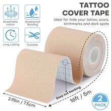 Customizable Light Skin Tone Concealer Tape. Single Roll Size: 7.5cm X 500cm. Sweat And Waterproof Formula Adheres Securely To Skin. Designed Specifically To Cover Large Tattoos, Surgical Scars, And Pigmentation Spots. Lightweight And Breathable, Providing A Natural, Seamless Concealing Effect Like A Second Skin. - 1 Roll (light Skin Tone) - View 6