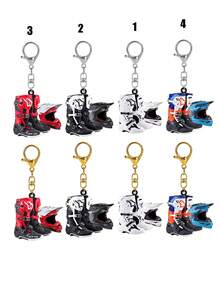 个性化越野摩托车靴头盔扁平钥匙扣，越野摩托车靴钥匙扣，越野摩托车头盔，越野摩托车钥匙扣，包包挂件，汽车挂件，包包装饰|趣味设计|亚克力材质，女士钱包和手机配件，赠送朋友、家人、女朋友，户外配件，派对配件，礼物，纪念品，完美的返校礼物，教师节礼物 - 彩色 - 查看 2