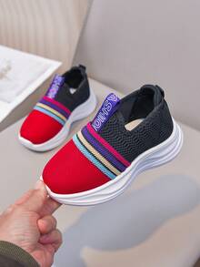 1 Pair Children Striped All-Season Sports Shoes - Red - View 6