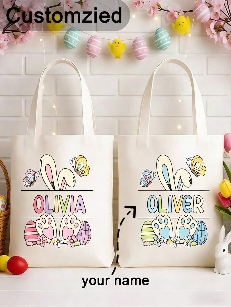 Personalized Easter Bunny Snack Bag, Customized Easter Gift Bag, Easter Egg Hunt Gift, Easter Gift Bag, Easter Bunny Bag, Easter Egg Hunt Team, Easter Egg Hunt Bag, Children Easter Gift Bag - Multicolor - View 1