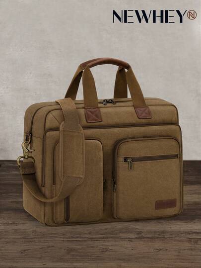 NEWHEY 15,6 Zoll Laptoptasche für Herren aus Segeltuch, Messenger Aktentasche, wasserbeständig, Satchel Computertasche für Arbeit und Uni