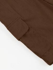 1 chiếc quần short cargo dáng retro phong cách đường phố Mỹ dành cho bé trai, chất liệu nhung kẻ, nhiều túi. - màu nâu - Xem 7